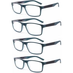 DONGDI Blue Light Blocking Reading Glasses 4 Pack Computer Readers for Women Men,Anti Glare UV Ray Filter Eyeglasses (4pack-green, 1.50)