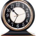 AYRELY Vintage Desk Clock Silent-Non-Ticking 10-inch dial Table Clock,Retro Mantel Clocks and Easy to Read for Living Room, Bedroom, Shelf Decoration, Fireplace, Farmhouse Decor (Black)