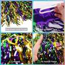 4 x CCINEE 4 Packs Mardi Gras Fringe Table Skirt Party Decorations, 36ft Purple Green Gold Wavy Metallic Tinsel Foil Carnival Table Skirts For Mardi Gras Carnival Holiday Masquerade Party