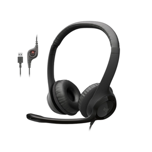 Logitech H390 Gaming Headphones, Wired Headphones with Mic, USB Headset with Microphone for PC, Noise Cancelling Microphone for Video Meetings, Music, Gaming - Black