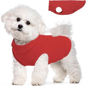 Dog Fleece Vest - Red, M - Pullover Warm Sweater | Stretchable Sweatshirt Small Dogs Boy, Lightweight Winter Jacket Keep Warm, Mini Dachshund, Bichon Frise