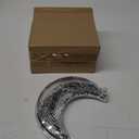 Cabilock Silver Mirror Disco Ball Moon Ornament, Retro Reflective Glass Hanging Decoration, Moon Wall Pendant Photo Props Home Decor for Bar, Party, Wedding, Dance, Events