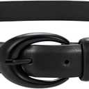 TRIWORKS Women Leather Belt for Jeans Pants Fashion Ladies Skinny Faux Leather Dress belt with Gold Buckle (Fit Waist Size 23"-26", Matte Black