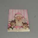 PLKMN Pink Christmas Wall Art Prints Set of 4, Vintage Santa Claus Snowman Wall Art Decor, Merry Christmas Decor for Gallery, Living Room, Bathroom, 8x10 (Unframed)