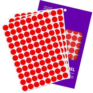 6 x PARLAIM 0.75" Colored Dot Stickers Round Color Coding Labels Polka Circle Dots Price Stickers for Office, Classroom,1320PCS Red