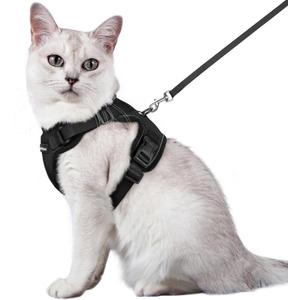 rabbitgoo Cat Harness and Leash for Walking, Escape Proof Soft Adjustable Vest Harnesses for Cats, Easy Control Breathable Reflective Strips Jacket, Black, M
