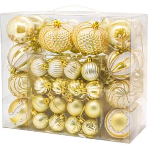 48PCS Christmas Balls Ornaments Set, 3.15 Inch Plastic Gold Christmas Baubles Hanging Balls for Xmas Tree Decorations