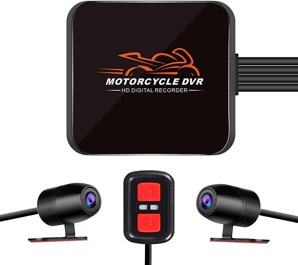 VSYSTO WiFi Motorcycle Dash Cam, 2 Channels 130 Wide Angle Lens Starlight Night Vision Front & Rear HD 1080P Camera Motorbike DVR System, G-Sensor, Loop Recording (Black-D6L)