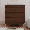 Babyletto Gelato 3-Drawer Changer Dresser with Over 10-Inch Drawer Depth and a Removable Changing Tray in Natural Walnut and Brushed Gold Feet, Greenguard Gold Certified