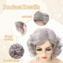 Old Lady Wig and Accessories, Gray Wigs for Women, Natural Appearance, Breathable and Comfortable, Suitable for Role Playing, Halloween Parties, Stage Performances (5Pcs Set, Grey)