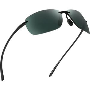 JIM HALO Sport Sunglasses for Men Women TR90 Rimless Frame for Running Fishing Cycling Driving (Polarized Green)