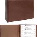 3 Rings Check Binder for End-Stub Deskbook Checks, 3 on a Page, Fit 3 & 9 Holes Check Faux Leather (9.1"x12.5") (Brown)