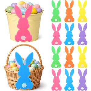 12 Pcs 12'' 3D Large Sponge Easter Decoration, Colorful Bunny Signs DIY Rabbit Craft for Basket Buckets Decor Spring Easter Party Wall Home Office Wreath Lawn Indoor Outdoor Decor Supplies