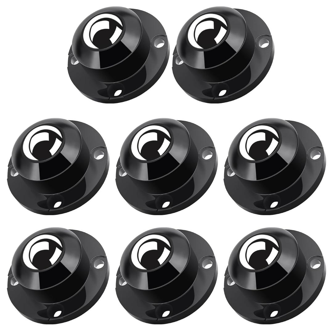 TRVL FIELDER Self Adhesive Caster Wheels for Furniture, Small Casters for Furniture Legs, Low Profile Table Wheels, 28 LBS Load Capacity Per Steel Wheel, Rollers for Kitchen Appliances (8 PCS, Black)