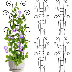 4 Pack 30 Inch Tall Metal Plant Trellis for Climbing Plants Indoor - Rustproof Garden Trellis for Potted Houseplants, Sturdy Support for Ivy, Pothos, Monstera, Hoya & Flower Vines