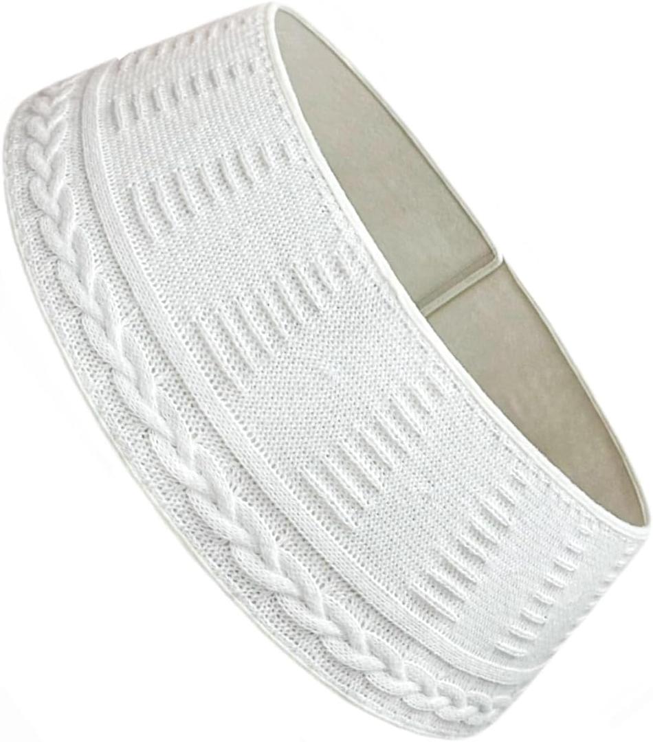 Knitted Christmas Tree Skirt 28Inch Snowflake Design Machine Washable Base Cover for Holiday Decoration (White)