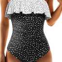 Holipick womens Full Coverage (X-Large, Black and White Dot)