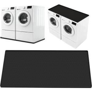 Large Washing Machine Drain Pan Silicone Mat, 54" X27.5" Non-Slip Waterproof Washing Machine Tray,Washer Drip Pan Under Dryer and Washer, Anti-Vibration,Floor Leak Protector for Laundry Room-Black