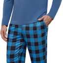 Sykooria Men's Cotton Pajamas Set Long Sleeve Plaid Loungewear Cozy Striped Sleepwear 2 Piece Comfy Pjs Set with Pockets, L