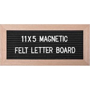 Small Magnetic Felt Letter Board 11x5Inch with Changeable Letters and Numbers, Message board Letter Sign Board in Wood Frame for Anoucement&Notification(Black)