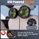 Hayousui USB Car Cooling Fans for Backseat: Dual Head Car Fan for Kids 3 Speeds 360 Rotatable Vehicle Rear Headrest Fans 5V/2A Powerful Electric Air Circulation Fan for Sedan SUV RV Truck (USB Plug)