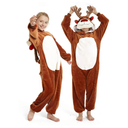 Kid Reindeer Onesie Pajamas Deer Christmas Halloween Costume Boy Girl Animal Onepiece, Brown Deer, 140cm