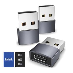 Syntech USB C Female to USB Male Adapter Pack of 3 [Travel Must Haves, Aluminum] USB C to USB Adapter, Type C Charger Cable Power Converter Compatible with iPhone 17 16 15 Apple Watch AirPods CarPlay