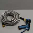 Lefree 50ft Metal Garden Hose - Heavy Duty 304 Stainless Steel Flexible Water Hose, No Kinks & Leak-Proof with Upgraded Handle, 10-Function Spray Nozzle for Balcony, Patio, Small Yard, Car Wash