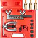 Brake Line Flaring Tool Kit, 3/16", 1/4", 5/16", 3/8" and 1/2 Double & Single Tubing Flare Tool for Copper and Aluminum Fuel Line Tube