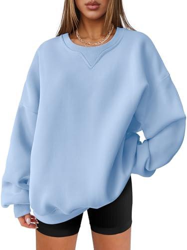 ANRABESS Womens Oversized Sweatshirts Hoodies Crewneck Fleece Pullover Sweaters 2025 Fall Outfits Teen Girls Winter Clothes, S
