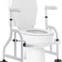 Toilet Safety Rails with Adjustable Handrails, 350 Lbs Weight Capacity Metal Toilet Rails, Toilet Safety Frame for The Elderly, Pregnant Woman, Patient