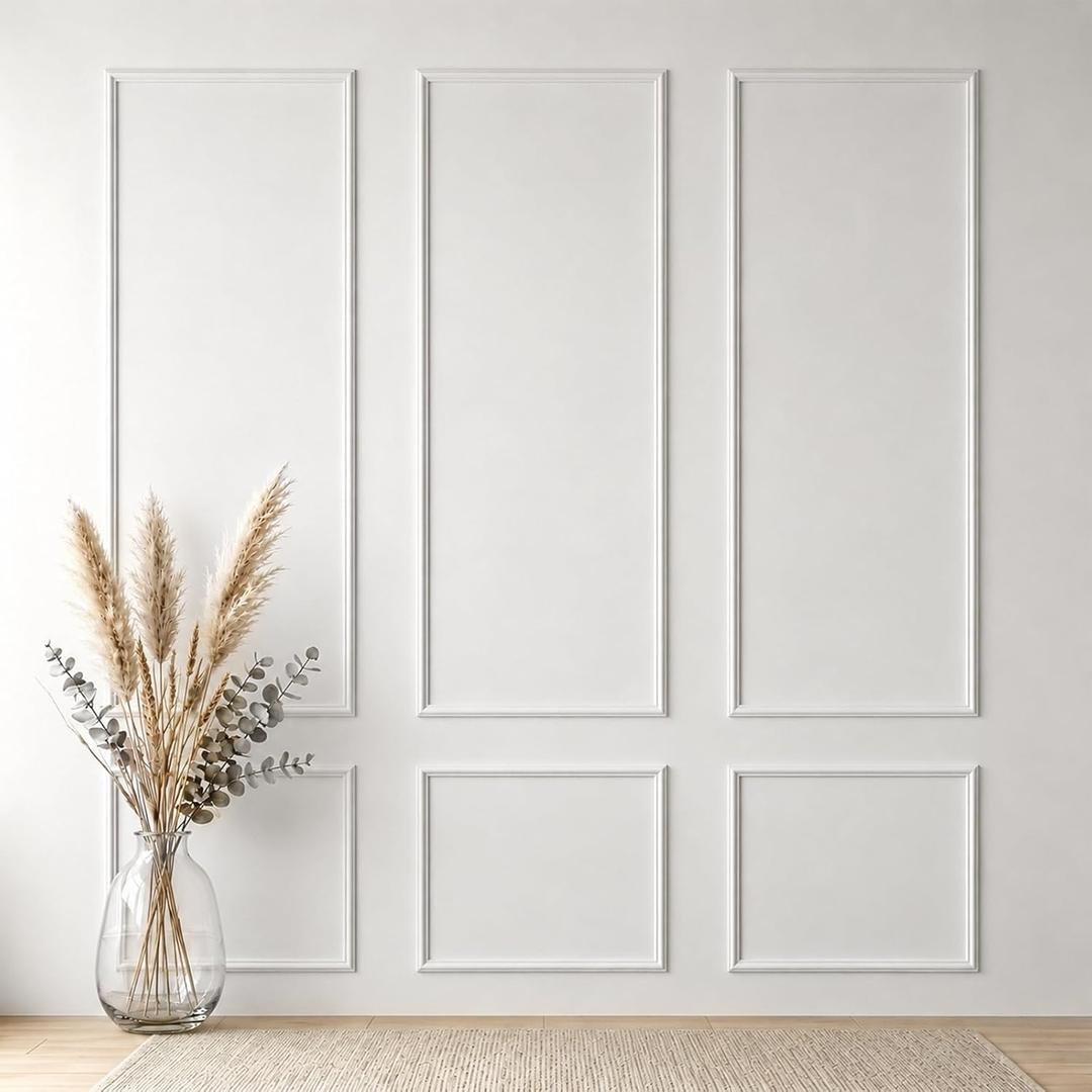 3 Sets Framed Premade Peel and Stick Wall Molding Kit – Pre-Cut Wainscoting Panels Set, Self-Adhesive Installation for Living Room, Bedroom Accent Wall Decor（54 * 24IN-24 * 24IN）
