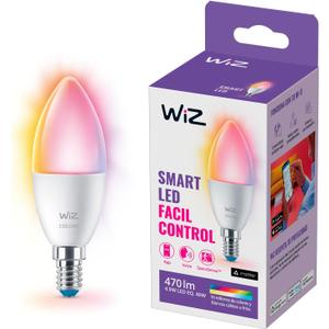 WiZ 40W B12 Color LED Smart Candle-Shaped Bulb - Pack of 1 - E26- Indoor - Connects to Your Existing Wi-Fi - Control with Voice or App + Activate with Motion - Matter Compatible