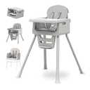 Portable 3 in 1 High Chairs for Babies and Toddlers, Convertible Baby Feeding Chair with Tray, Easy Clean Baby High Chair for Toddler with Foot Rest, Infant Highchairs & Booster Seats with Cush Grey