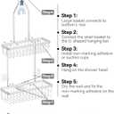 YASONIC Shower Caddy Hanging, Never Rust Shower Organizer Hanging, Aluminum Shower Racks for Inside Shower with Hooks for Razor, Bathroom Organizers and Storage with Soap Holder, Bright Silver