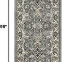 SUPERIOR Elegant Lille Collection Area Rug, 8mm Pile Height with Jute Backing, Beautiful Chic Bordered Rug Design, Anti-Static, Water-Repellent Rugs - 2ft 7in x 8ft , Cream