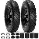 Upgraded 16" Flat Free Wheelbarrow Wheels and Tires, 4.80/4.00-8 Solid Tires with 5/8" & 3/4" Bearings,14"-16" Universal Fit Wheelbarrow Wheels for Wheelbarrows/Garden Trailer