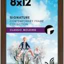 Americanflat 8x12 Picture Frame with Shatter-Resistant Glass - Signature Collection - Gallery-Style Frames Made of Engineered Wood - Photo Frame for Tabletop and Wall Display - Walnut