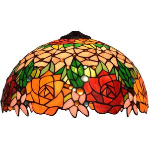 Tiffany Style Lampshade Replacement 16-Inch Rose Stained Glass Lamp Shade Only for Floor Lamps Table Lamps Pendant Lamps