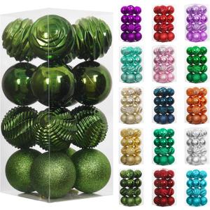 XmasExp 16ct Christmas Ball Ornaments Shatterproof Christmas Ornaments Set Decorations for Xmas Tree Balls 80mm/3.15" (Dark Green)