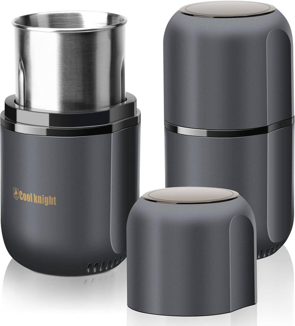 COOL KNIGHT Herb Grinder [large capacity/fast/Electric ]-Spice Herb Coffee Grinder with Pollen Catcher/- 7.5" (Grey) (Gray)