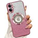 Misscase for iPhone 16 Plus Magnetic Glitter Case Compatible with MagSafe,Full Protection Slim Shockproof Anti-Scratch Case with Camera Lens Protector Logo View Dust-Proof Net for Women Pink