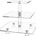 Jusalpha 3 Tier Strong Acrylic Square Cupcake Stand, Dessert Display Tower (Clear, 1)