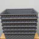 WYT Weave Storage Organizer Baskets, Grey 6-Pack Plastic Woven Baskets, 10.1" x 7.55" x 4.1"