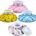 Honoson 4 Pack Reusable Ice Pack and Hot Water Bag for Adults, Cold and Hot Use for Injuries, Pain Relief, Wisdom Teeth, Breastfeeding, Tired Eyes, 5.5 Inches(Cute Fruit Style)