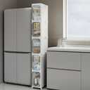 5-Tier Tall Narrow Storage Cabinet, Slim Bathroom Storage Cabinet with Adjustable Shelves and Wheels, Narrow Organizer for Small Space, Bathroom, Kitchen, Laundry