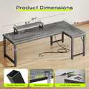 PRAISUN 53" L Shaped Computer Desk, Power Outlets, Monitor Stand, Grey