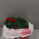 ATDAWN 3 Pack Mini Christmas Wreath, Lighted Christmas Front Door Wreath, Xmas Wreath for Holiday Christmas Party Decorations (Plaid Bow)