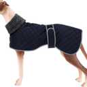 Geyecete Greyhound Fleece Jumper,Greyhound Dog Winter Coat,Whippet Winter Coat Waterproof Windproof Outdoor Dog Apparel for Whippet Lurcher Salukis-Blue-L