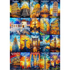ALL4JIG World Landmark Fun Jigsaw Puzzles for Adults and Kids, 1000 Pieces, Christmas Secret Santa Gift, White Elephant Gifts, Number Partitioned for Easy Solving